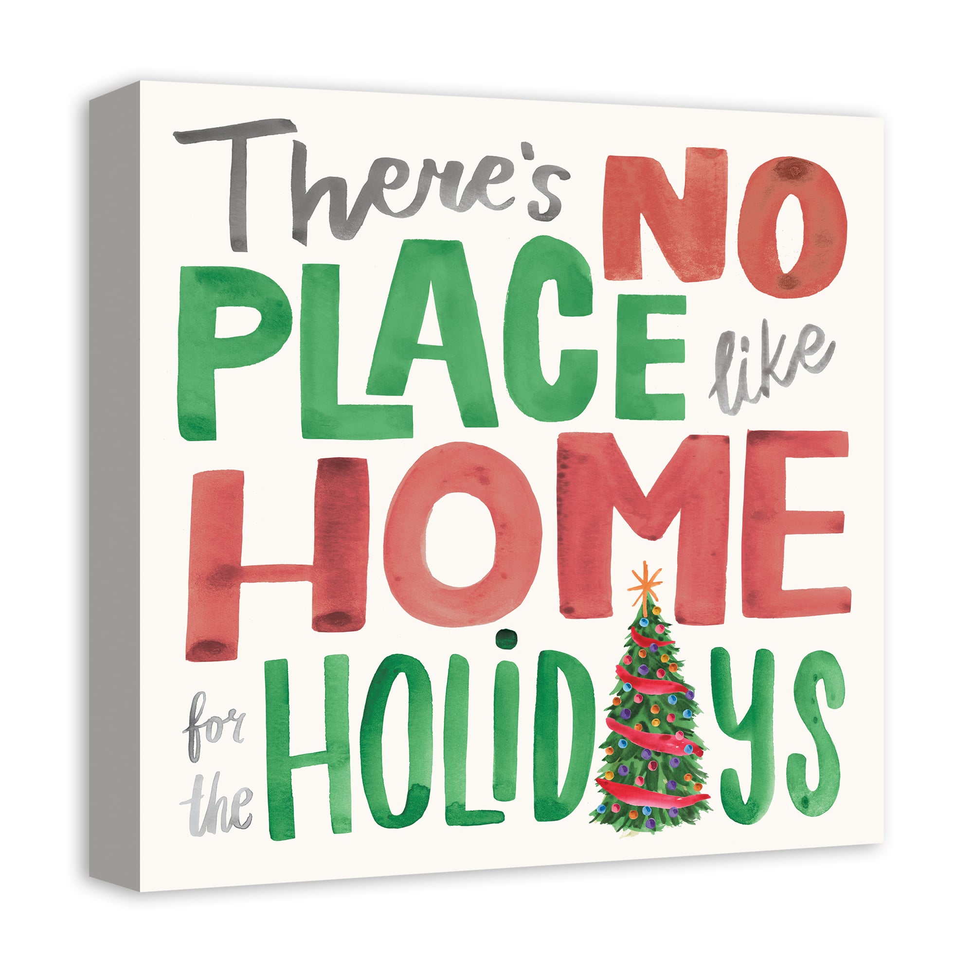 There's No Place like Home for the Holidays Typography Canvas Wall Art